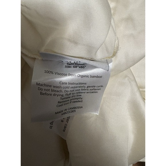 Quince Organic Bamboo Duvet Cover Twin Ivory White - Picture 2 of 2
